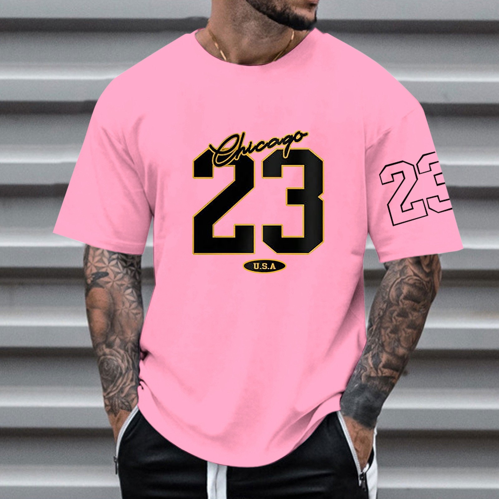 thumbnail image 4 of Camiseta personalizada con estampado alfanumérico para hombre - Cuello redondo y manga corta - Mezcla de algodón, nombre/número personalizado para regalos únicos, 4 of 7